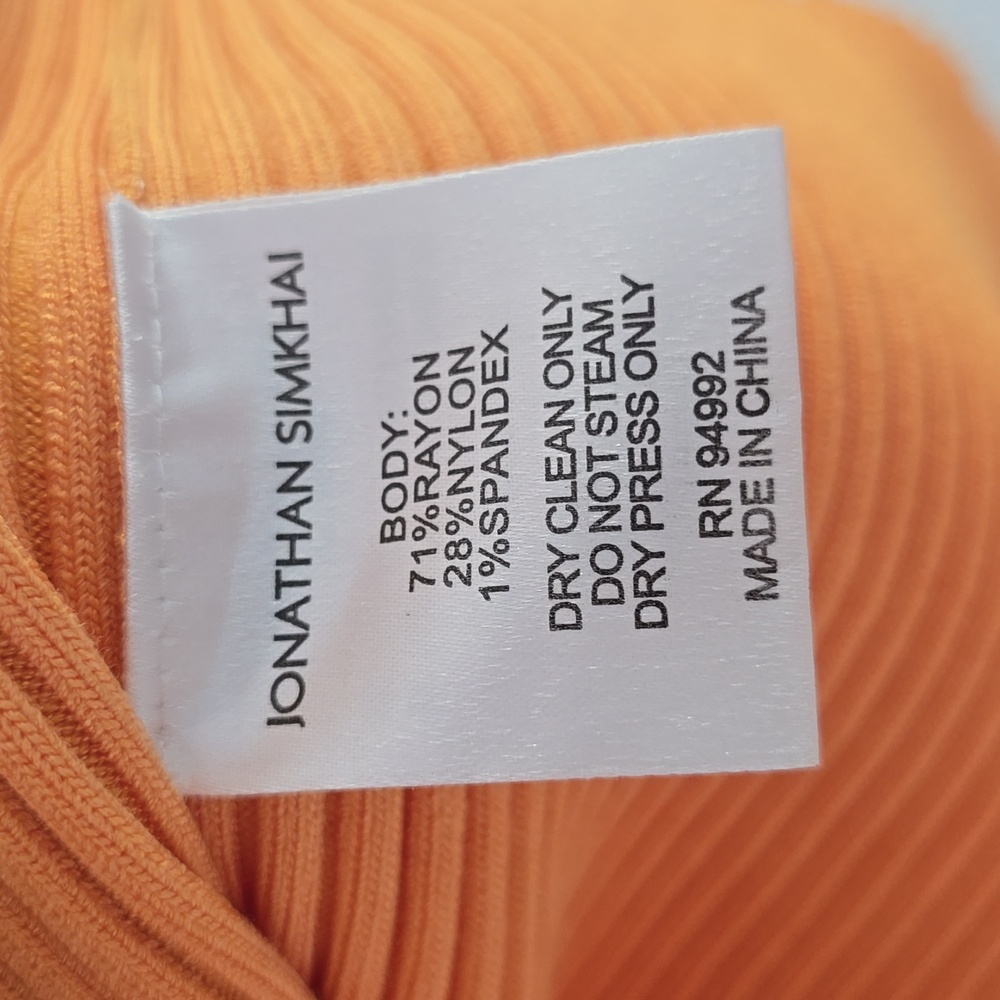 JONATHAN SIMKHAI Orange Sade Rib Knit Midi Skirt Size L - Picture 4 of 7